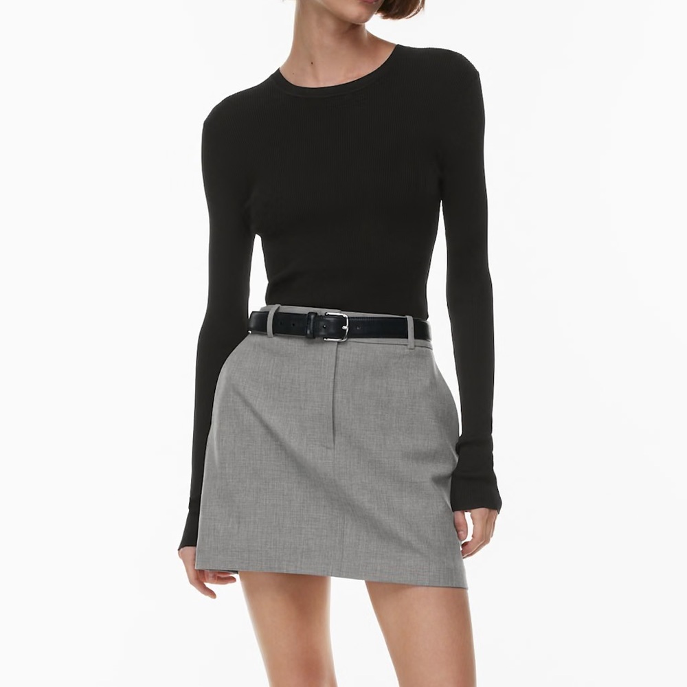 Babaton Chisel Skirt in Heather Dark Gray Mini Skirt